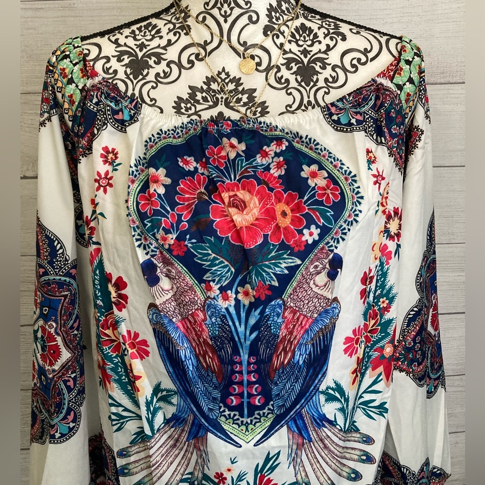 MISSLOOK | Women’s Festive Multi-Colored Floral Long Sleeve Blouse - Picture 2 of 7